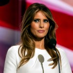 Former model Melania Trump speaks from the podium on first night of Republican National Convention at Quicken Loans Arena, Cleveland, Ohio, July 18, 2016.