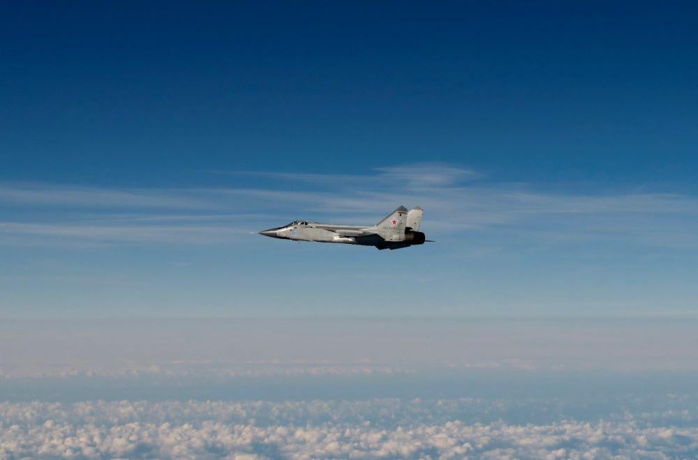 A Russian MiG-31 flying over the Baltic Sea. Credit; Swedish Armed Forces