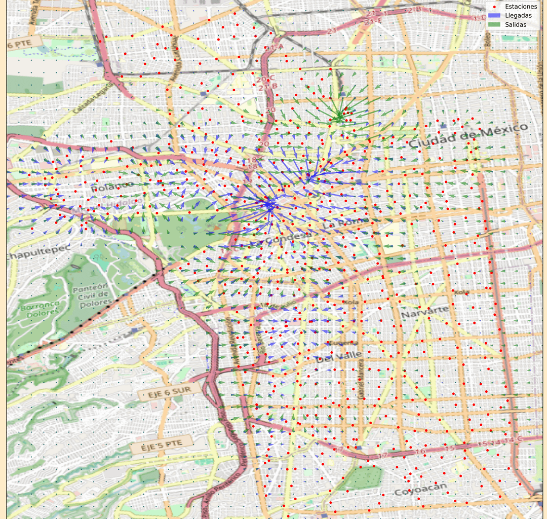 [OC] Where do the bikes go? Mapping the daily pulse of Mexico City’s public bike share