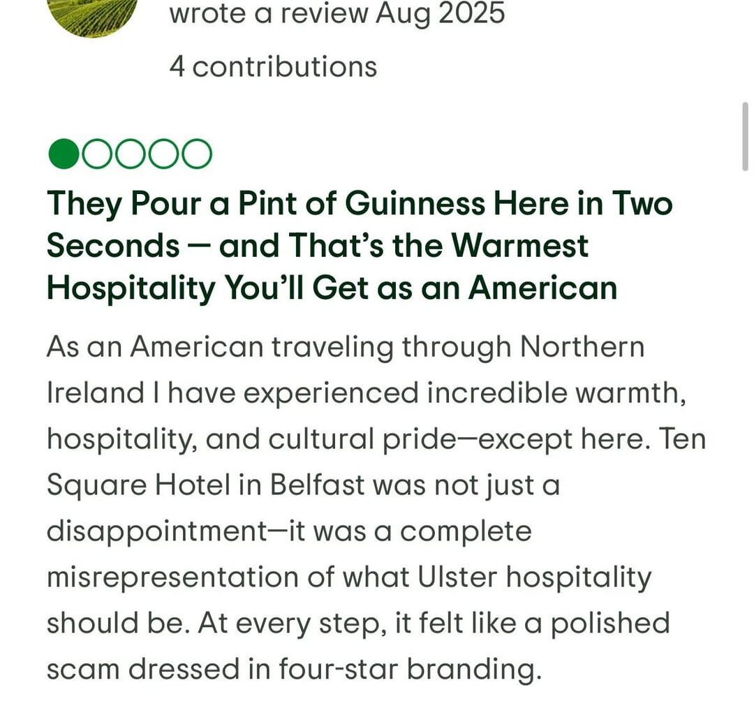 An Americans review of Belfast hotel (Please read to the end it’s brilliant)
