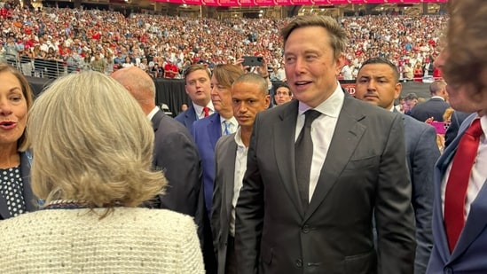 Elon Musk was seen at Charlie Kirk's funeral.(X/@america)