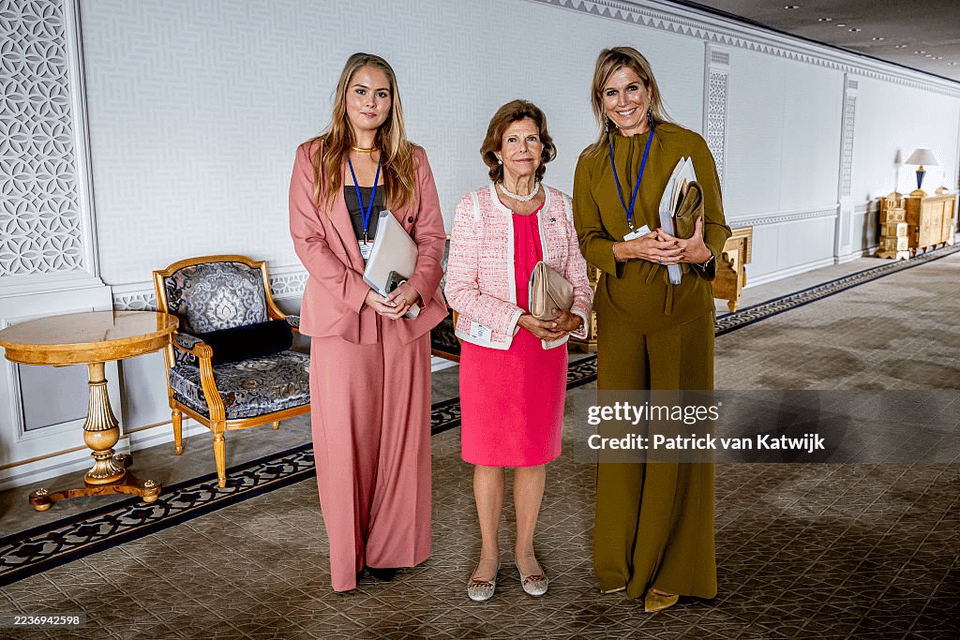 Queen Maxima and Princess Amalia wear giant pants to the opening session of UN General Assembly, Queen Mathilde and Queen Silvia also attend
