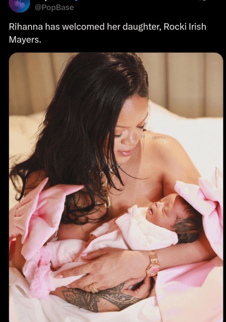Rihanna welcomes daughter, Rocki Irish Mayers