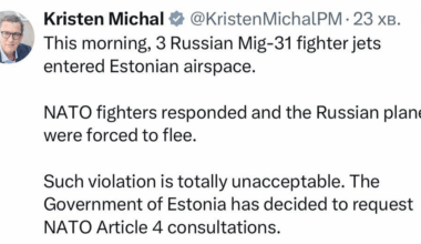 Statements made by  Prime Minister of the Republic of Estonia Kristen Michal after the airspace violation by three Russian MiG-31 jets