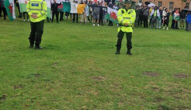 Wrexham counter protest today, along with images of racist protests with union jack and irish flags