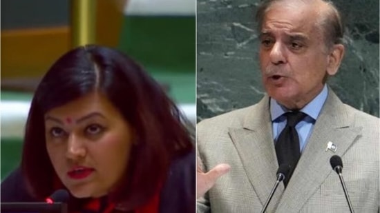 Exercising India’s right of reply at UNGA after Shehbaz Sharif’s address, first secretary in India’s Permanent Mission to the UN, Petal Gahlot, launched a sharp rebuttal.(X)