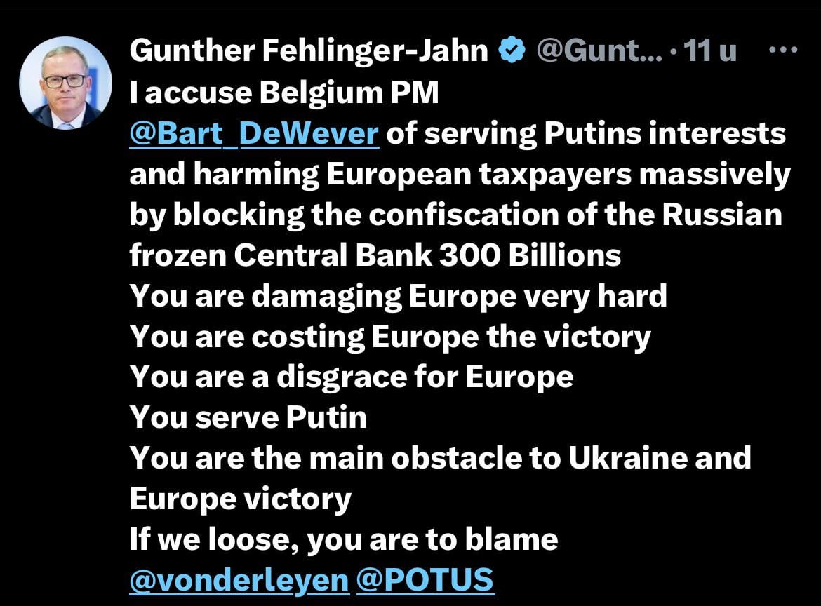 World renowned Austrian economist Gunther Fehlinger calls out Bart De Wever for not seizing the Russian assets frozen in Belgium.