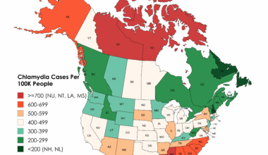 [OC] Chlamydia Cases Per 100K People by State and Province