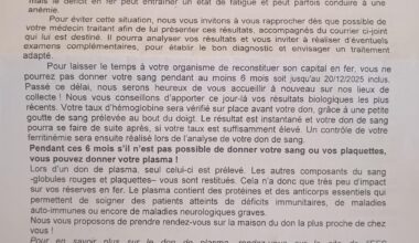 Si vous pouvez, allez donner votre sang. Moi, j'peux plus pour le moment !