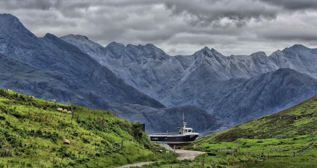 Boat in garden on Skye
