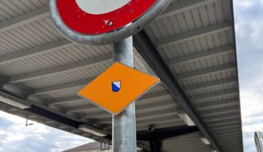 [Mildly Interesting] The Wanderweg sign at Bahnhof Dietikon is recycled