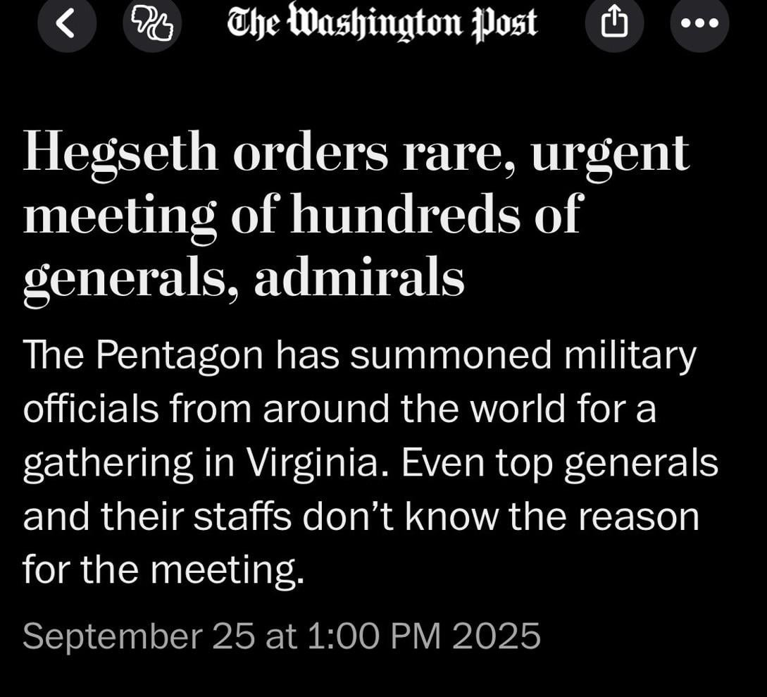 That clown Pete Hegseth wants every General & Admiral to sign a loyalty pledge to the MAGATS’ Pedo King & self-proclaimed Messiah. Straight-up fascism. Terrible for democracy. But don’t worry, Chuck Schumer & Hakeem Jeffries will save us with… harshly worded letters. 🙄