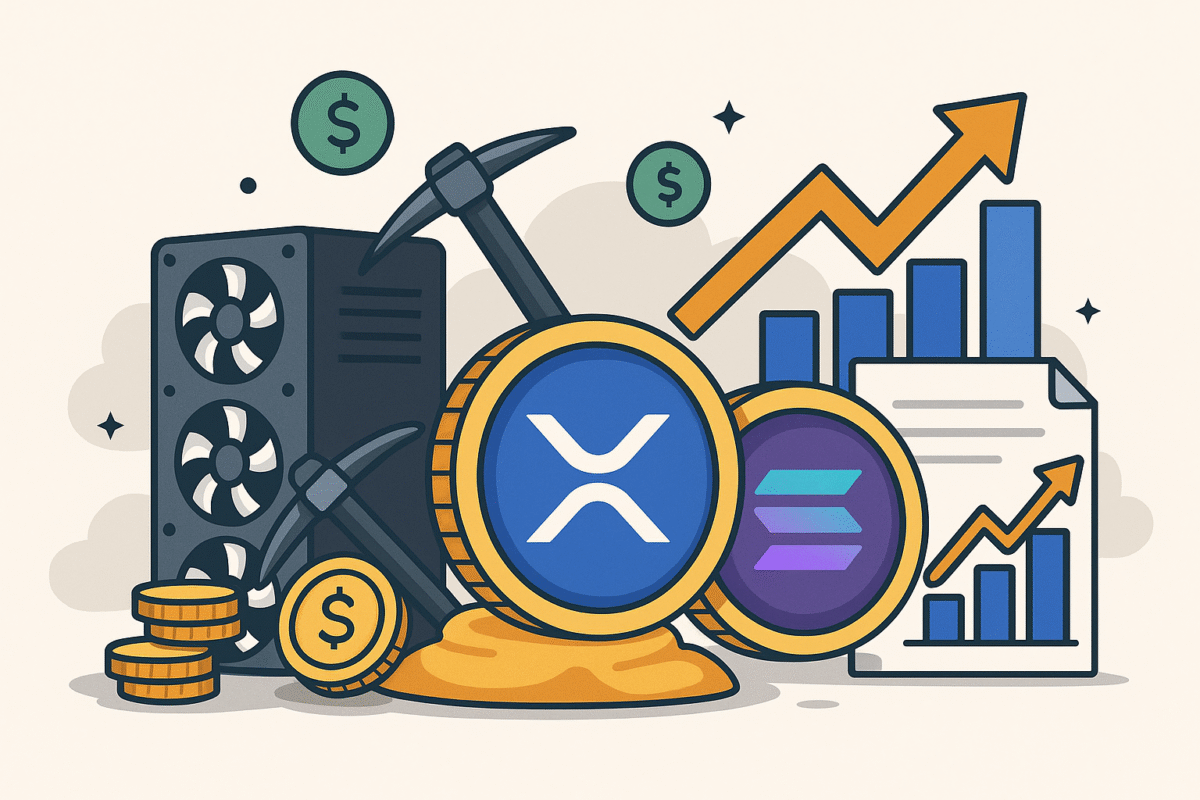 DOT Miners diversify their cryptocurrency portfolio using XRP and SOL, earning $8,700 in passive income daily.