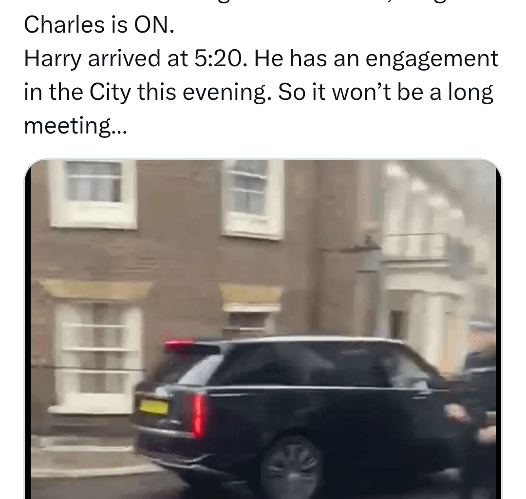 Prince Harry is meeting King Charles at Clarence House.