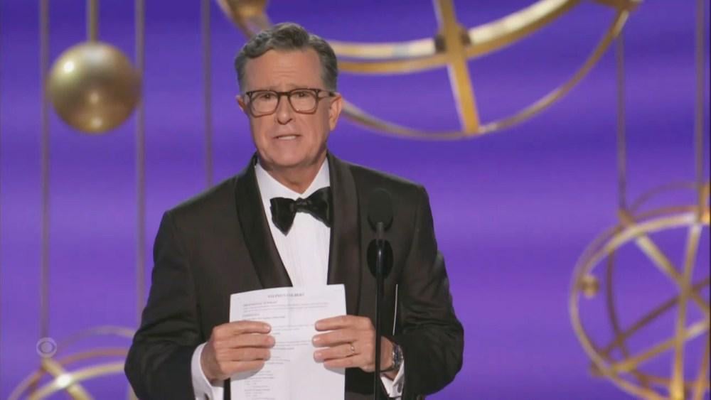 Stephen Colbert Gets Huge Emmys Standing Ovation, Crowd Chants “Stephen!” After CBS Cancels ‘Late Show’