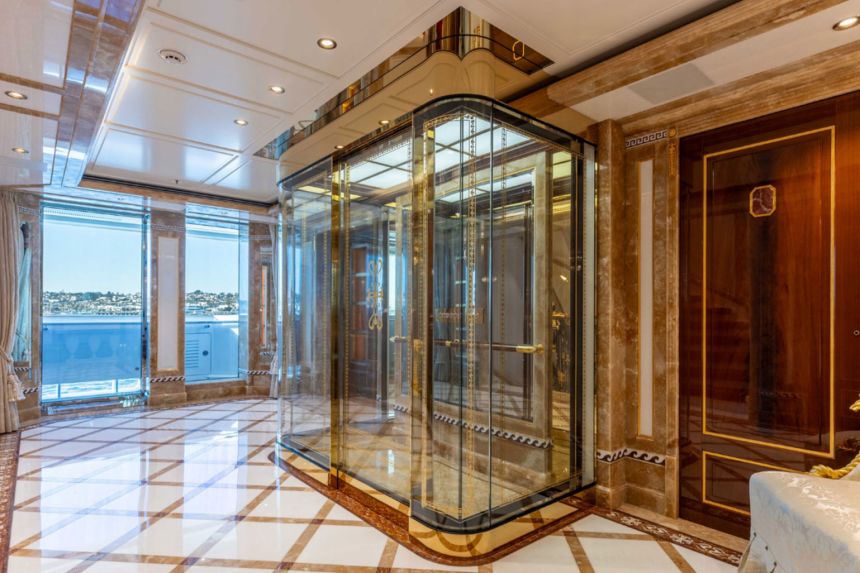 An elevator onboard The Amadea.