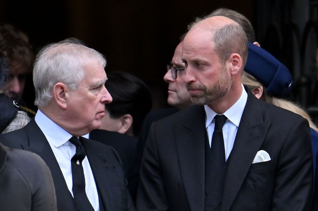 Prince Andrew and Prince William at the Duchess of Kent's funeral