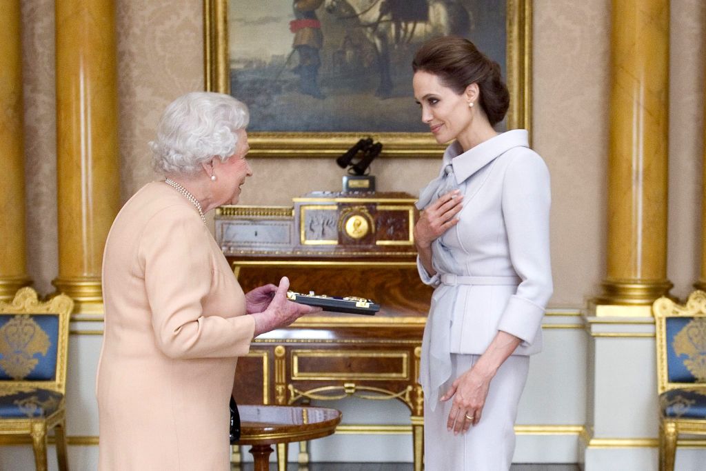 Queen Elizabeth meeting Angelina Jolie