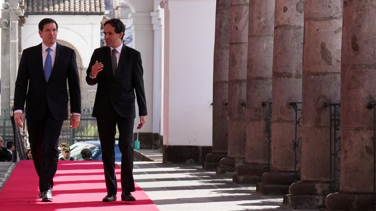US Secretary of State Marco Rubio with Ecuador's President Daniel Noboa. Pic: Reuters