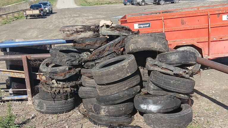 Some of the 300 to 400 tyres picked up by members of Hawke’s Bay Adventure NZ 4X4 Club and HBRC staff.