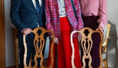 Queen Margrethe Presents Two Embroidered Chairs to King Frederik and Queen Mary