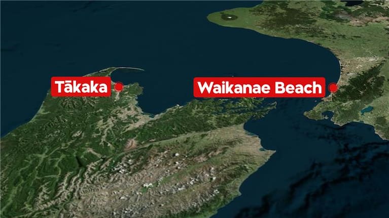 The bench was swept out to sea at Tākaka and ended up on a Kāpiti Coast beach.