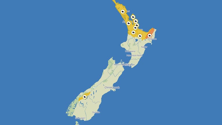 The current weather warnings in place.