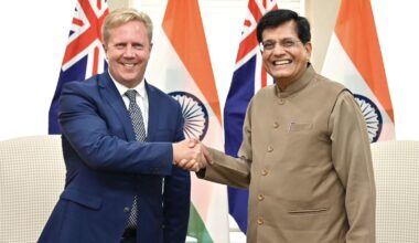 New Zealand’s Trade Minister Todd McClay and Union Minister of Commerce and Industry Piyush Goyal