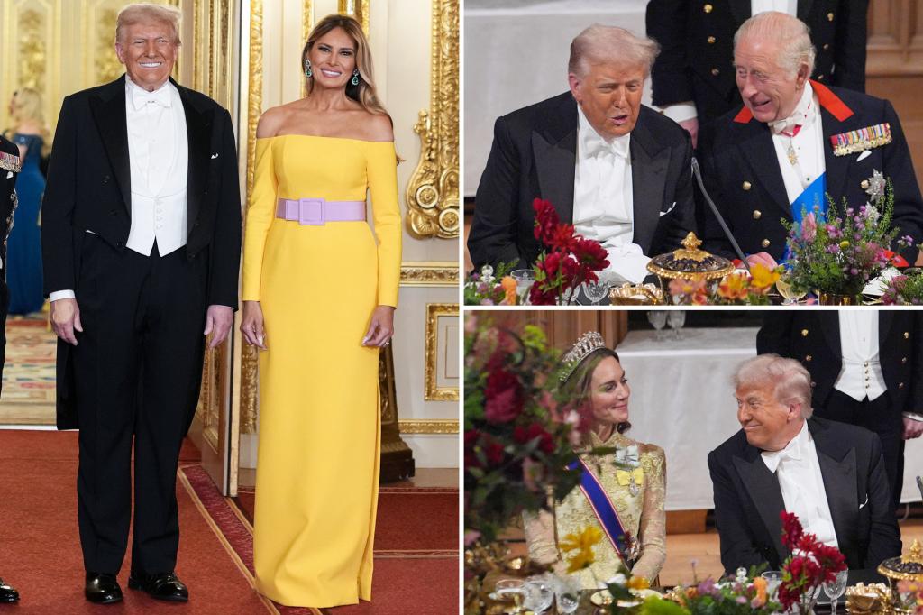 Trump calls UK state dinner with King Charles 'one of the highest honors of my life'— as Melania stuns in brilliant yellow gown