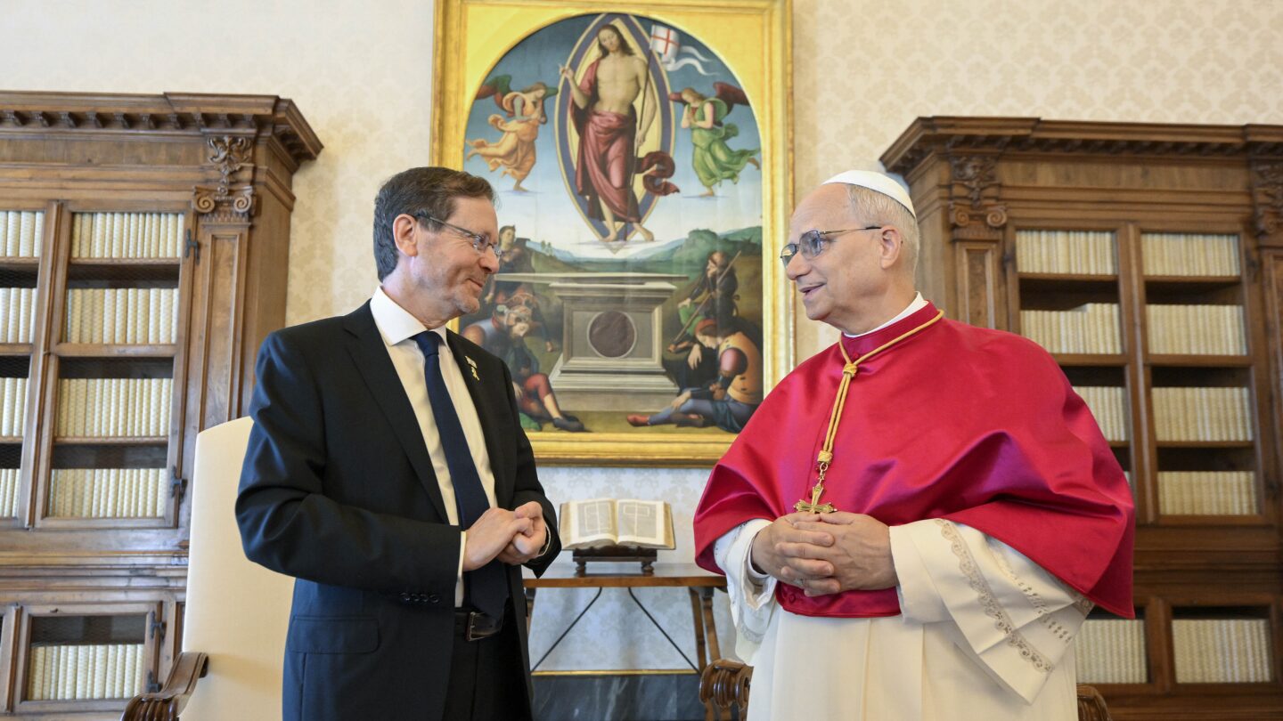 Pope Leo and Vatican insist on 2-state solution to end Gaza war during meeting with Israel president