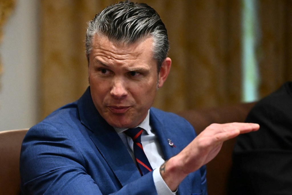Pete Hegseth speaking at a cabinet meeting.