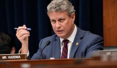 Bill Huizenga (R-MI) at House Committee on Financial Services hearing regarding navigating the digital payments ecosystem examining a Federal framework for payment stablecoins and consequences of a U.S. Central Bank Digital Currency at the United States Capitol on Tuesday, March 11, 2025. (Jack Gruber / USA TODAY NETWORK)