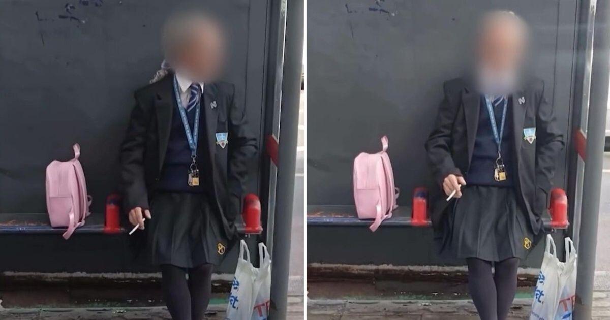 Man dressed in schoolgirl uniform and carrying pink rucksack leaves parents worried