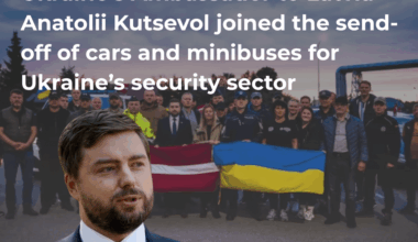 Along with vehicles, humanitarian aid — kids’ clothes, school supplies, and sports gear from the Latvian Basketball Association — will go to Donetsk and Kharkiv regions.