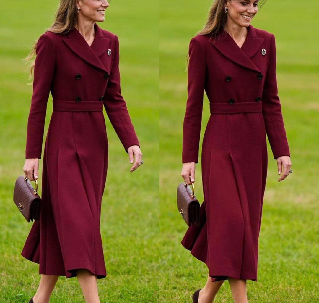 Princess of Wales wearing Emilia Wickstead coat dress with Jane Taylor hat and POW brooch