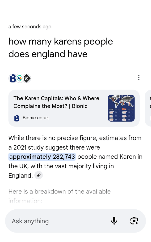 How many karens people does england have?