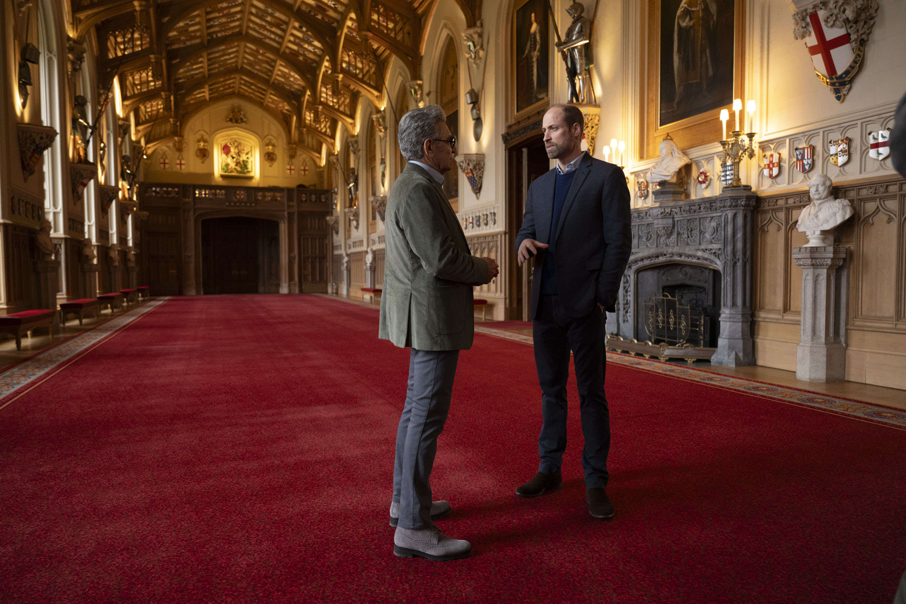 Eugene Levy and the Prince of Wales at Windsor Castle.