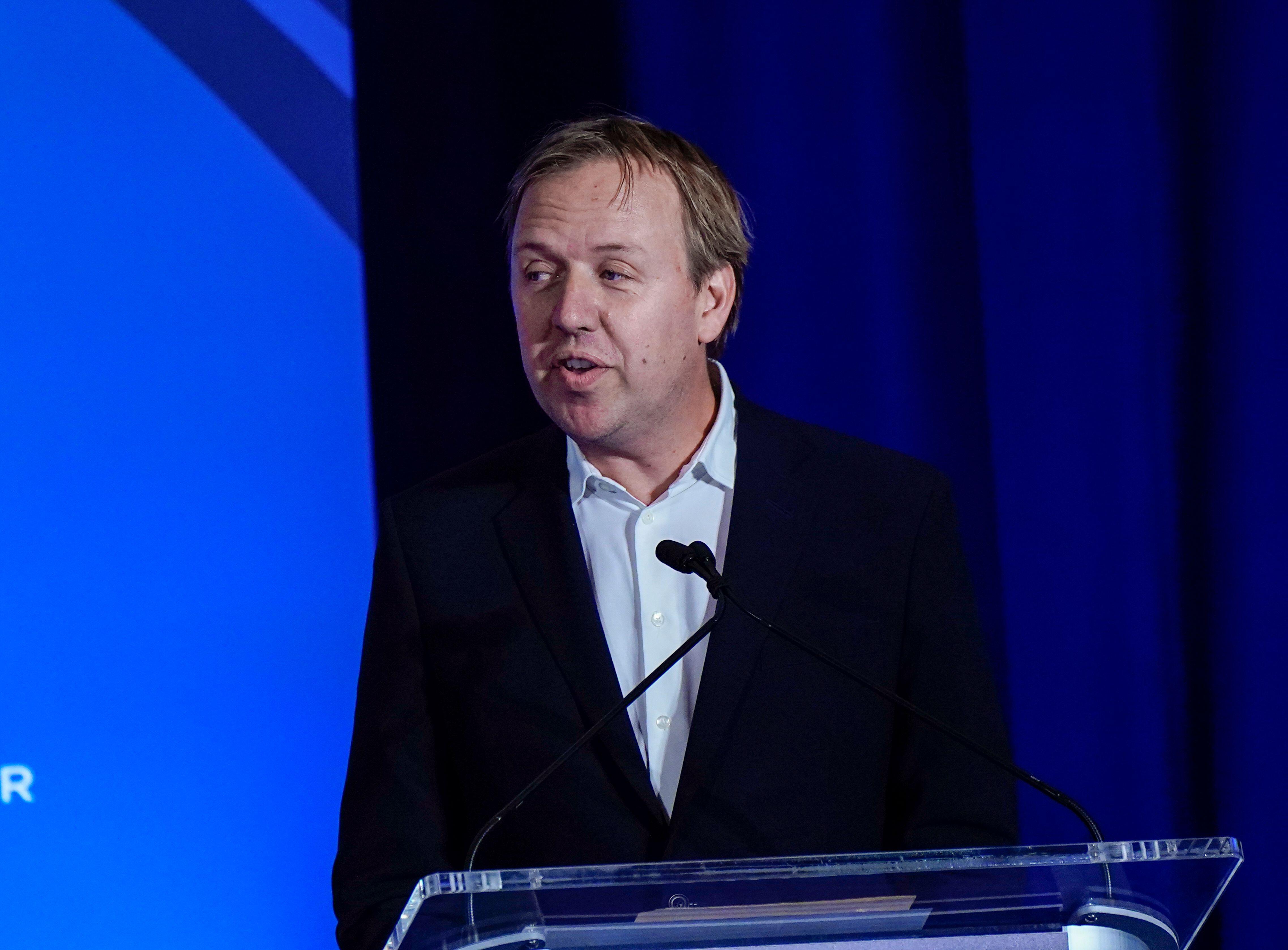 Tom Rivett-Carnac speaking at the 2022 Clinton Global Initiative.