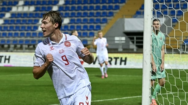 Rasmus Hojlund after making 3-0 for Denmark against Belarus - 2026 World Cup qualifying