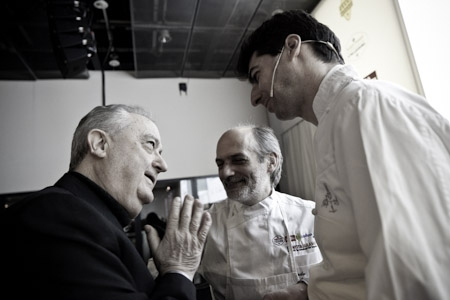 Aimo con i colleghi Corrado Assenza e Massimiliano Alajmo. Li legava una sintonia speciale
