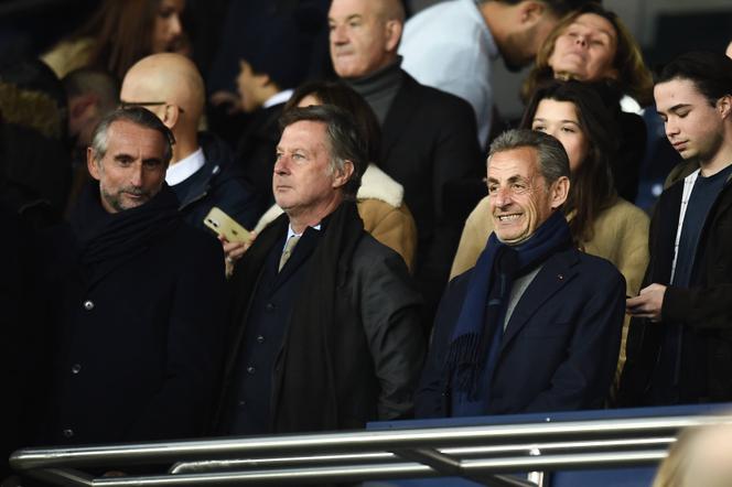 Nicolas Sarkozy, together with Accor Group CEO Sébastien Bazin, at the Parc des Princes stadium, in the northern Paris suburbs, on January 11, 2023