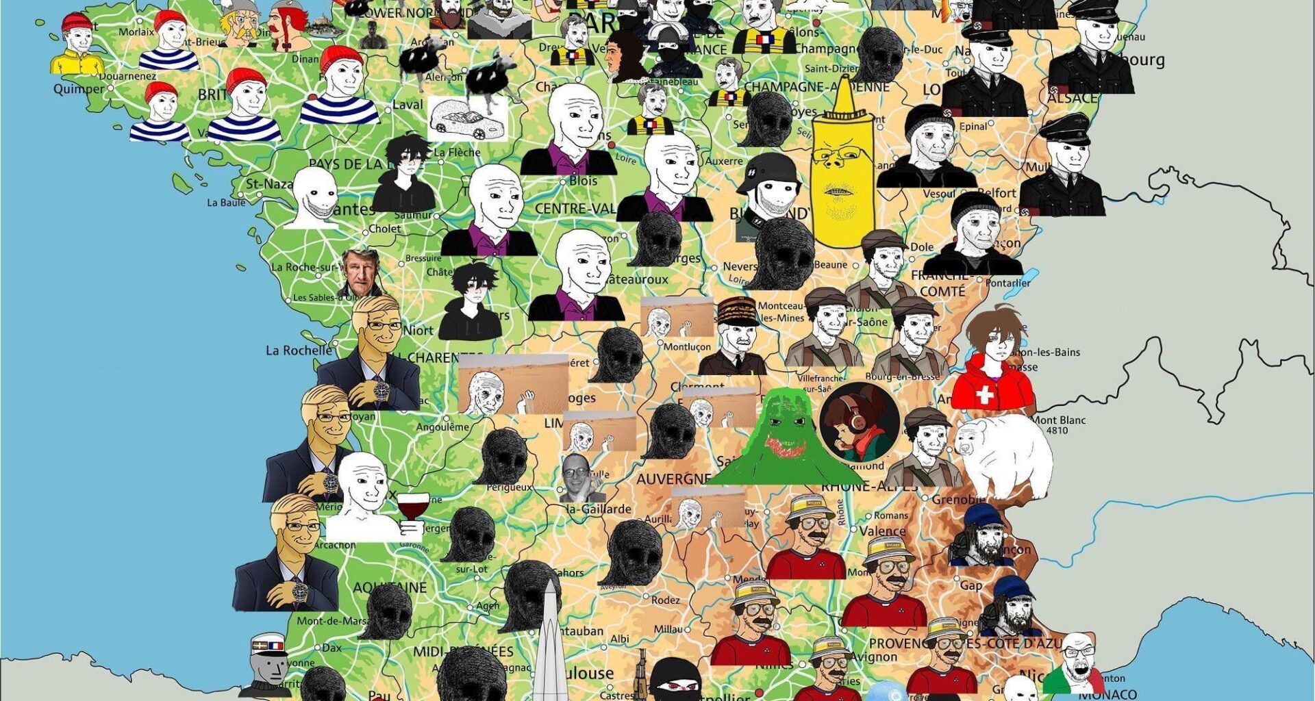 Everybody liked the Wojak map of Italy, so here is France