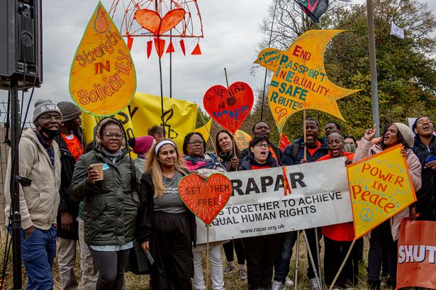 Crowds gathered at the gates of a Durham detention centre in a display of solidarity with migrant communities