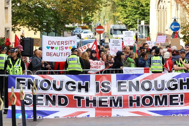Demonstrations and counter demonstrations over the housing of asylum seekers in hotels in Gloucestershire