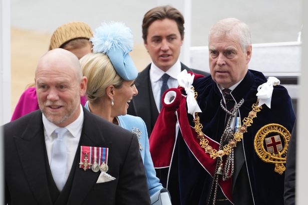Mike Tindall and Zara Tindall with Prince Andrew at King Charles' coronation