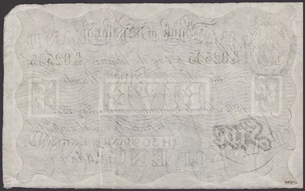 The rare, 133-year-old Bank of England £5 note
