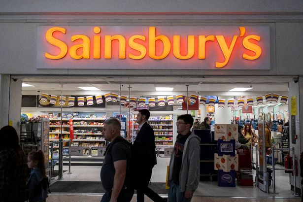 Sign for supermarket chain Sainsburys on 5th June 2025 in London, United Kingdom. J Sainsbury plc, trading as Sainsburys, is the second largest chain of supermarkets in the United Kingdom, with a 14.6% share of UK supermarket sales. (photo by Mike Kemp/In Pictures via Getty Images)