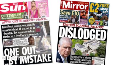 'One out... by mistake' and Prince Andrew 'dislodged'