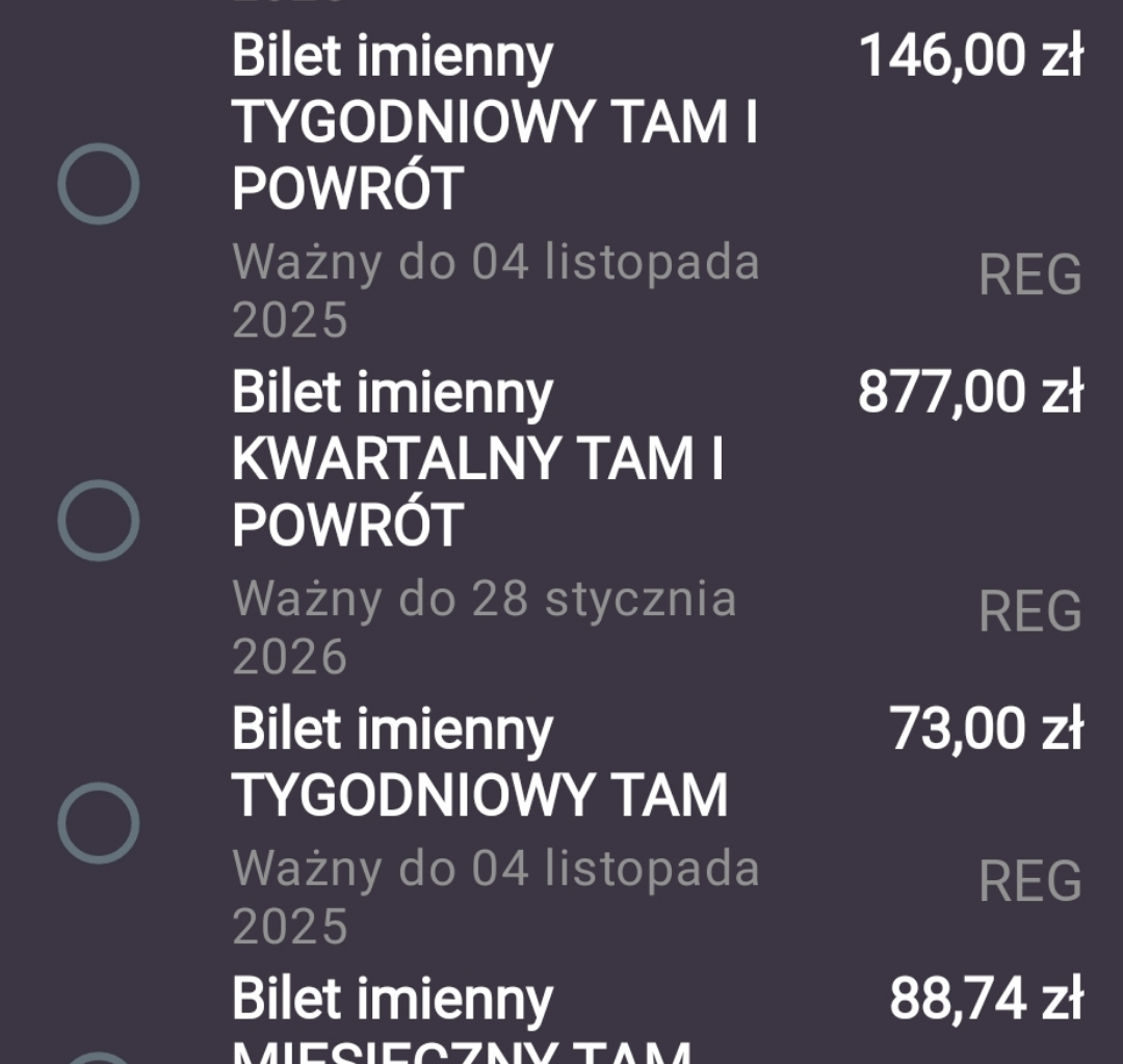 Małe kuriozum cen pociągów, do porannej kawki