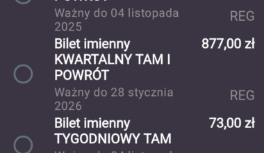 Małe kuriozum cen pociągów, do porannej kawki